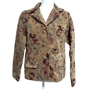 Vintage Floral Tapestry Blazer Jacket Womens Size S By JJ Boutique Button-Front
